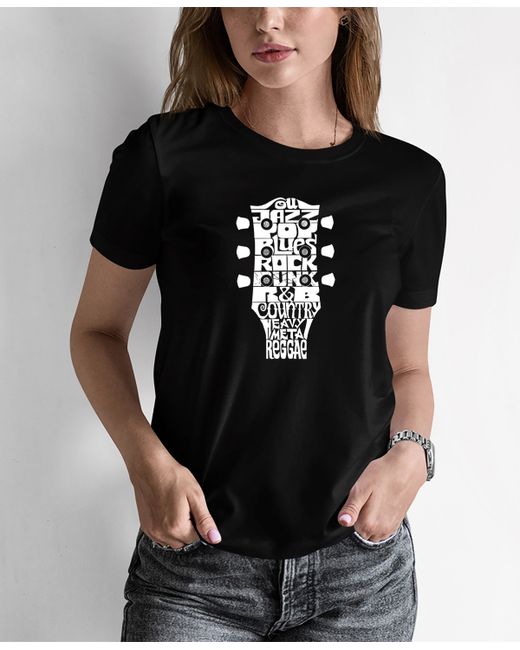 La Pop Art Word Art Guitar Head Music Genres T-shirt