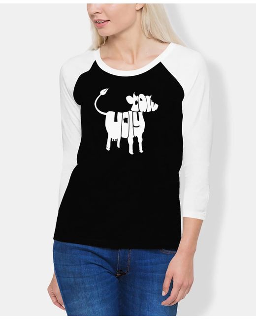 La Pop Art Raglan Holy Cow Word Art T-shirt White
