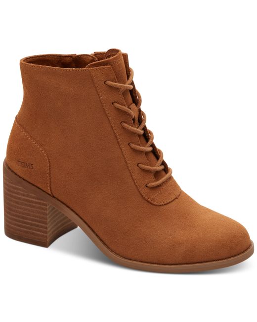 Toms Evelyn Block Heel Lace-Up Booties