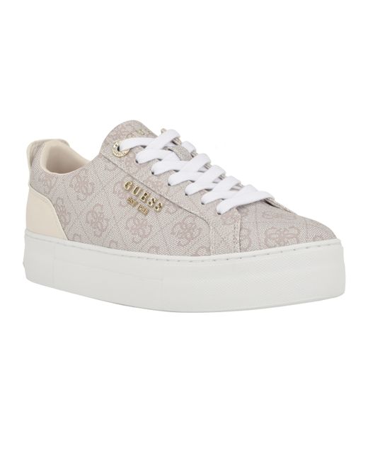 Guess Genza Platform Lace Up Round Toe Sneakers