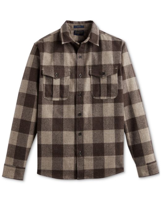 Pendleton Scout Button-Front Long Sleeve Shirt Jacket tan Mix Check