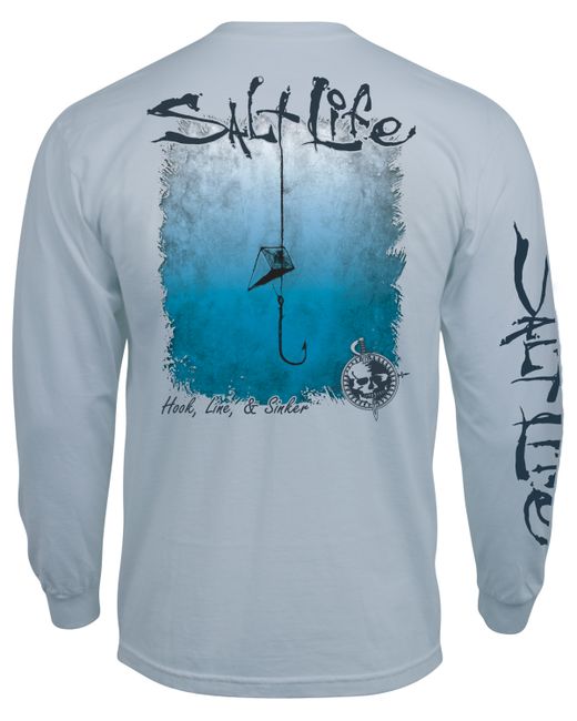 Salt Life Hook Line Sinker Logo Graphic Long-Sleeve T-Shirt