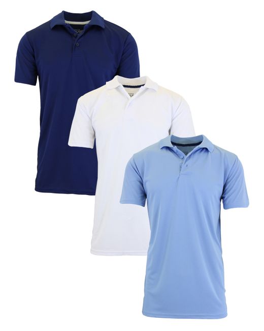 Galaxy By Harvic Dry Fit Moisture-Wicking Polo Shirt Pack of 3 White and Light Blue