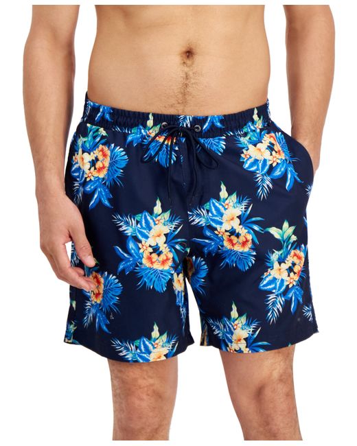 Club Room Afelo Floral-Print Quick-Dry 7 Swim Trunks Created for