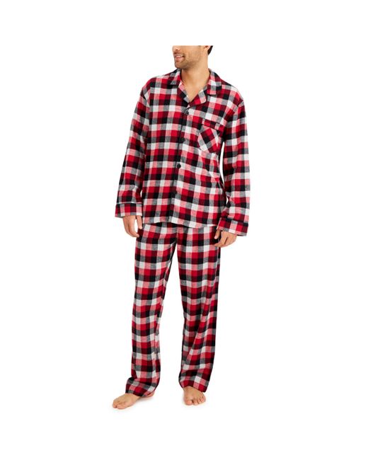 Hanes Flannel Plaid Pajama Set Black and White