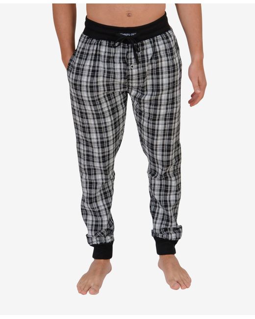 Members Only Flannel Jogger Lounge Pants Black Plaid