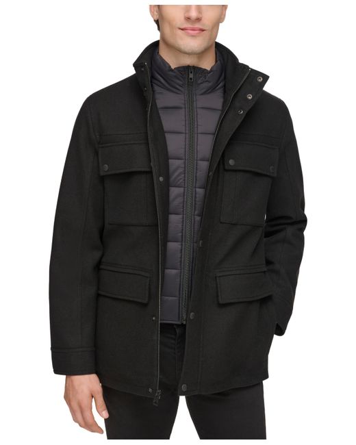 Guess Water-Repellent Jacket with Zip-Out Quilted Puffer Bib