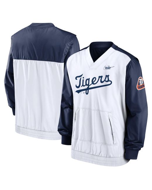 Nike and White Detroit Tigers Cooperstown Collection V-Neck Pullover