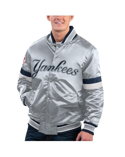 Starter Distressed New York Yankees Home Game Satin Full-Snap Varsity Jacket