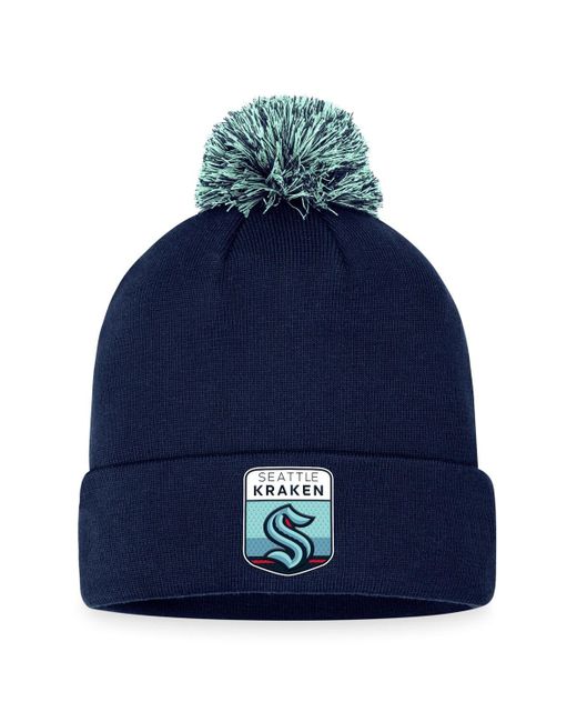 Fanatics Seattle Kraken 2023 Nhl Draft Cuffed Knit Hat with Pom