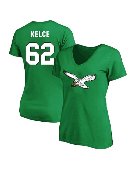 Fanatics Jason Kelce Philadelphia Eagles Plus Throwback Player Name and Number V-Neck T-shirt