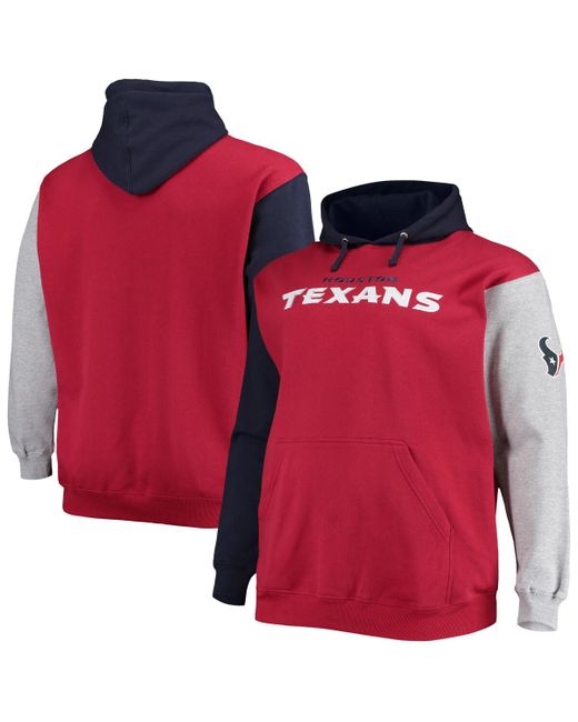 Fanatics Red Houston Texans Big and Tall Pullover Hoodie