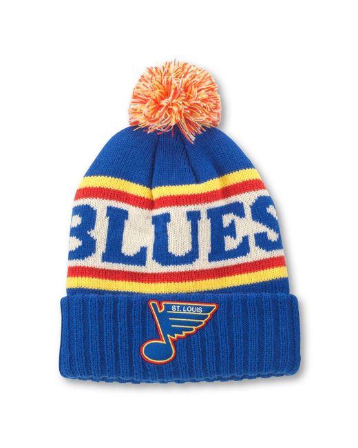 American Needle White St. Louis Blues Pillow Line Cuffed Knit Hat with Pom