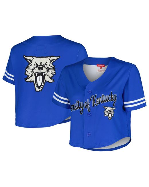 Mitchell & Ness Kentucky Wildcats Vault Cropped V-Neck Button-Up Shirt