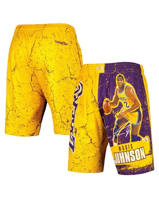 Mitchell & Ness Magic Johnson Los Angeles Lakers Hardwood Classics Player Burst Shorts