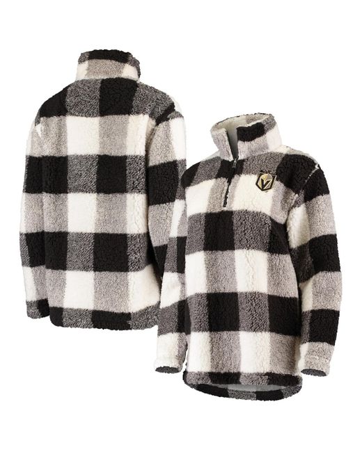 G-iii 4her By Carl Banks and White Vegas Golden Knights Plaid Sherpa Quarter-Zip Jacket