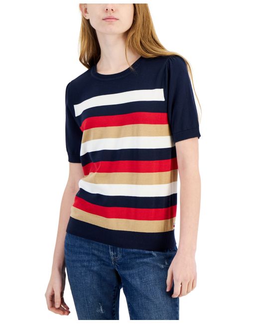 Tommy Hilfiger Striped Short-Sleeve Sweater