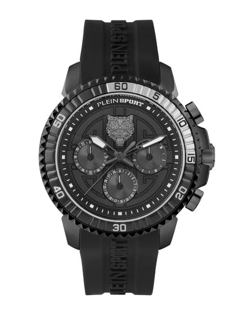 Plein Sport Chronograph Date Quartz Powerlift Silicone Strap Watch 45mm