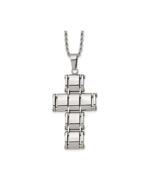 Chisel Polished Moveable Cross Rope Chain Necklace