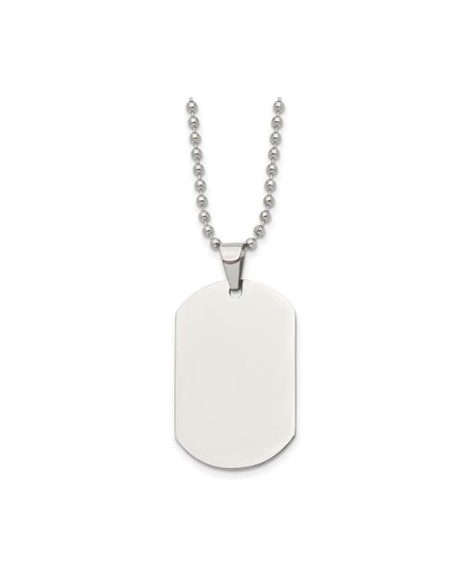 Chisel Polished Dog Tag on a Cable Chain Necklace
