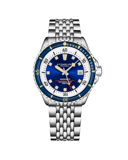 Stuhrling 1009 Automatic Dive Watch with Swiss Movement Stainless Steel Case Beaded Bracelet