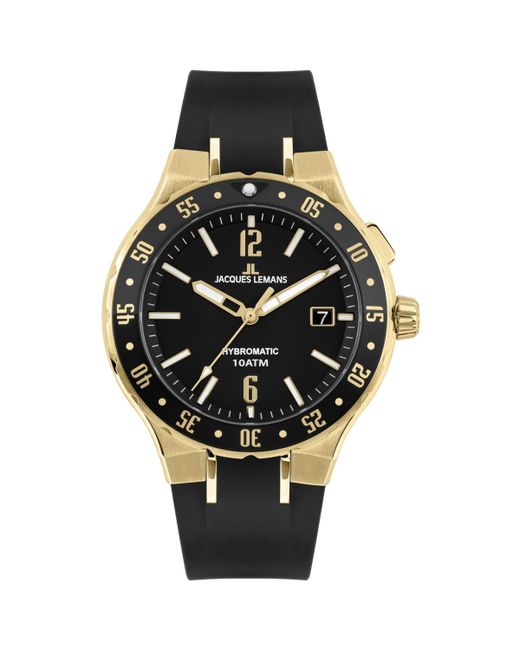 Jacques Lemans Hybromatic Watch with Silicone Strap and Solid Ip-Gold 1-2109