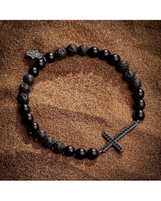 Karma And Luck Rooted Faith Lava Cross Bracelet