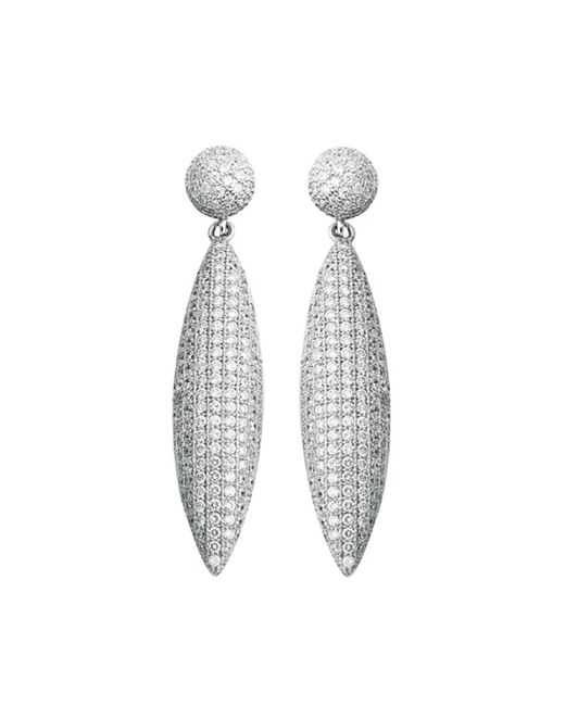 Suzy Levian New York Suzy Levian Sterling Silver Cubic Zirconia Pave Puff Drop Dangle Earrings