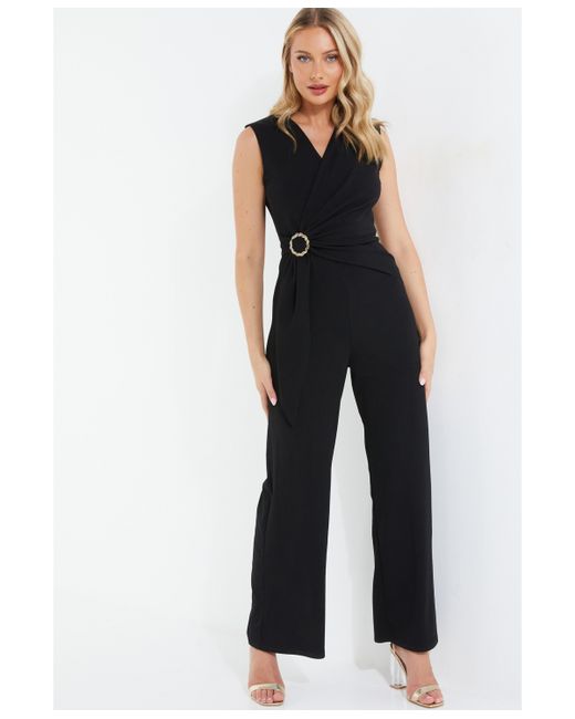 Quiz Palazzo Jumpsuit With Embellished Buckle