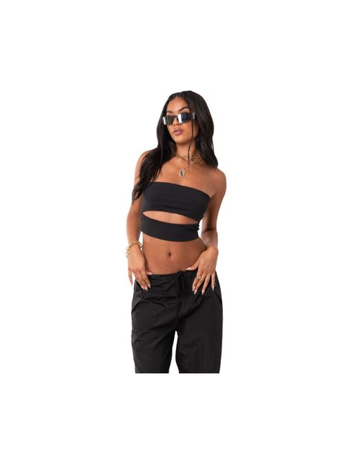 Edikted Strapless Crop Top With Cut Out