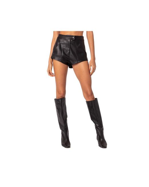 Edikted Ramona high rise faux leather micro shorts