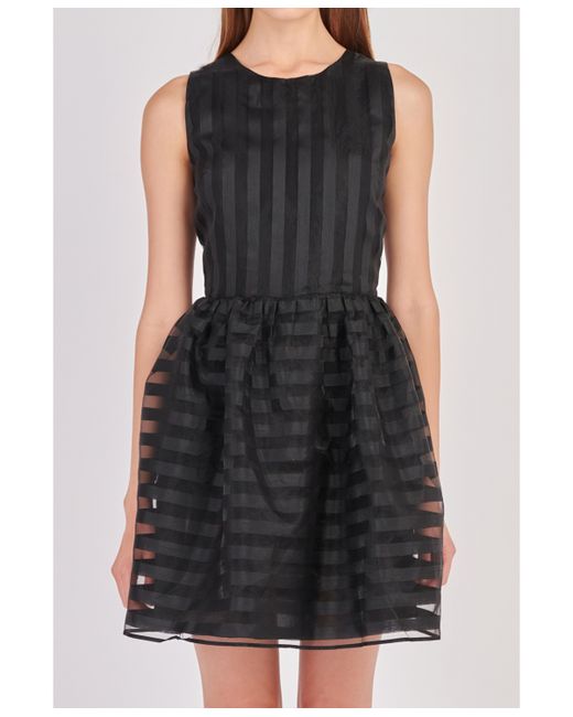 English Factory Striped Organza Sleeveless Mini Dress