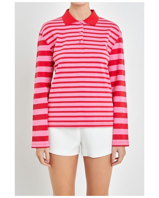 English Factory Stripe Long Sleeve Knit Top red