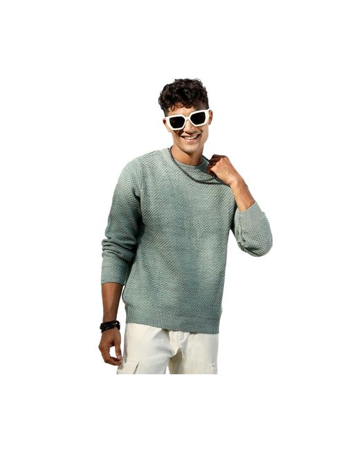 Campus Sutra Textured Knit Pullover Sweater