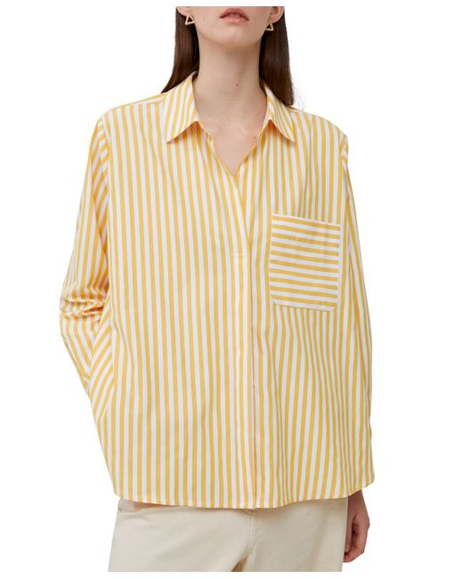 French Connection Striped Point Collar Long Sleeve Top