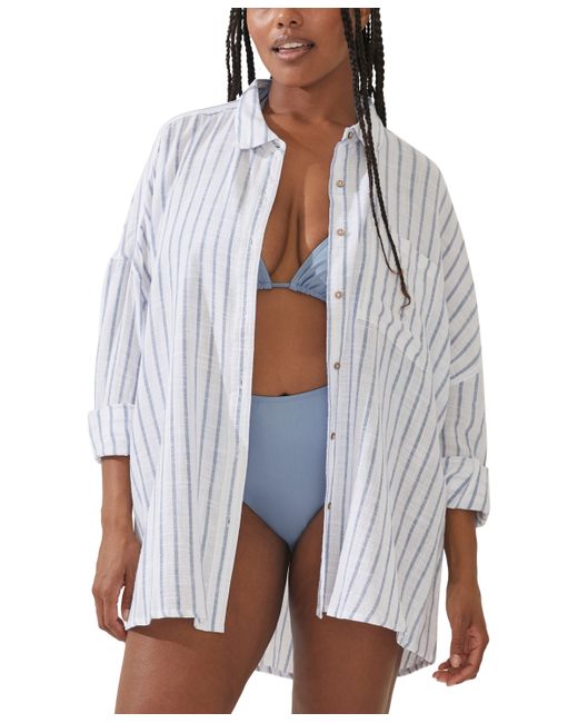 Cotton On Striped Swing Beach Cover Up Shirt