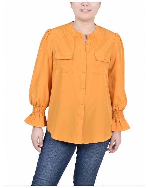 Ny Collection Long Sleeve Y-neck Blouse