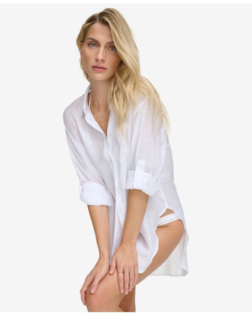 Calvin Klein Beach Button-Up Shirt Cover-Up