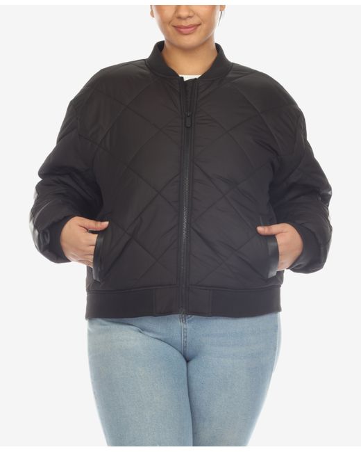 White Mark Plus Diamond Quilted Puffer Bomber Jacket