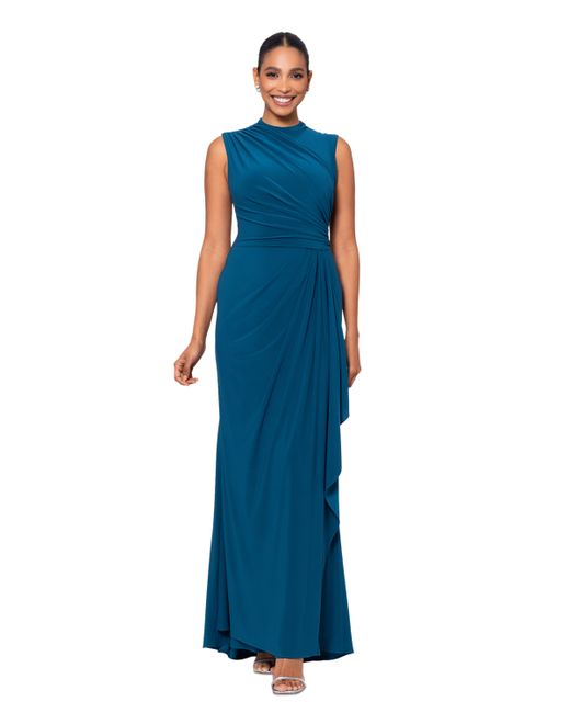 Betsy & Adam Ruched Draped Gown