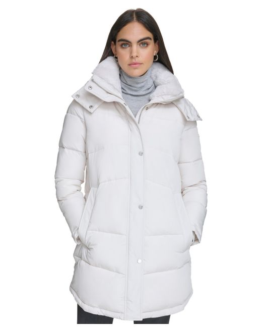 Calvin Klein Faux-Fur-Trim Hooded Puffer Coat Created for