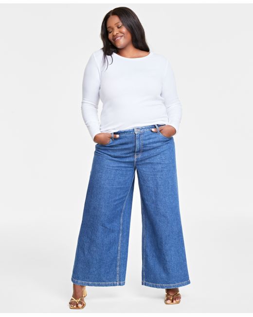 On 34th Plus High-Rise Wide-Leg Jeans Created for