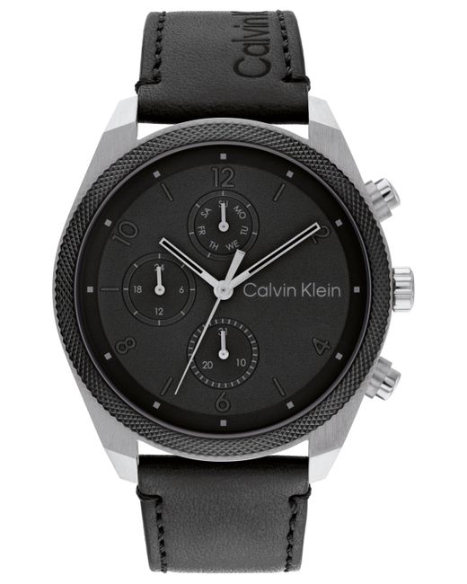 Calvin Klein Multifunction Leather Strap Watch 44mm