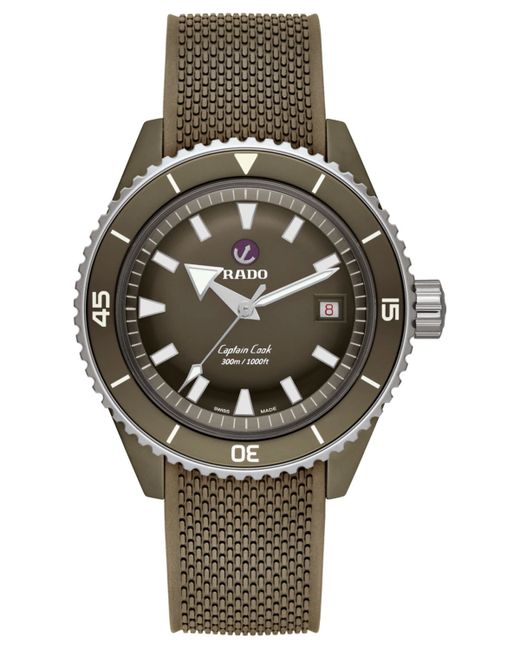 Rado Swiss Automatic Captain Cook Diver Rubber Bracelet Watch 43mm