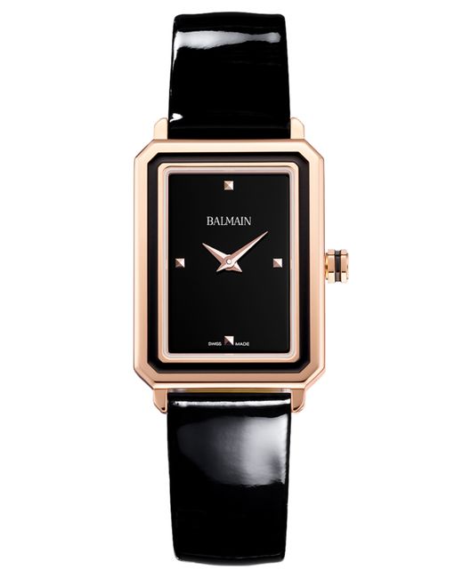 Balmain Swiss Eirini Black Leather Strap Watch 25x33mm black