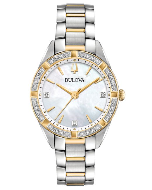 Bulova Sutton Diamond 1/10 ct. t.w. Two-Tone Stainless Steel Bracelet Watch 32.5mm