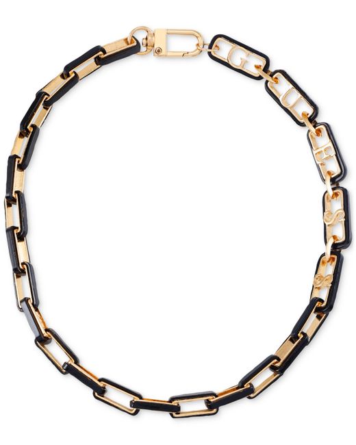 Guess Tone Oval Link Logo 18 Collar Necklace