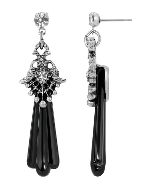 2028 Crystal and Jet Drop Earring