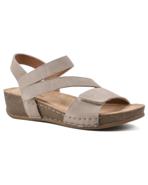 White Mountain Fern Footbed Wedge Sandals Suede