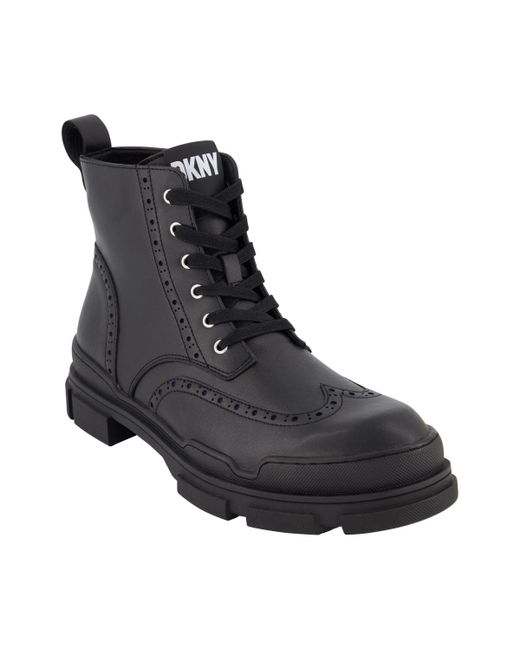 Dkny Perforated Rubber Lug Sole Wingtip Boots